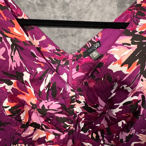 Women's Size 18W East 5th Purple Floral Fit-and-Flare A-Line Floral Dress - Picture 2 of 16